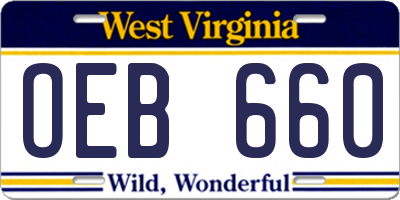 WV license plate OEB660