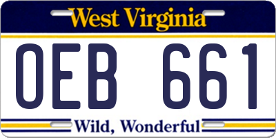 WV license plate OEB661