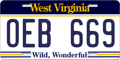 WV license plate OEB669