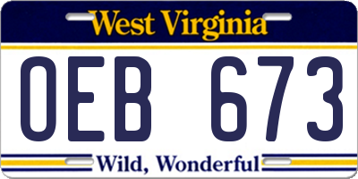 WV license plate OEB673