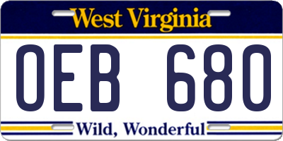 WV license plate OEB680