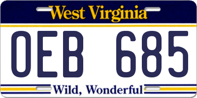 WV license plate OEB685