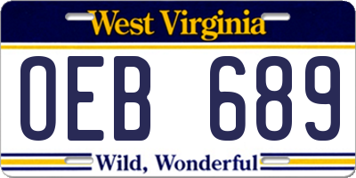 WV license plate OEB689