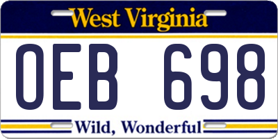 WV license plate OEB698