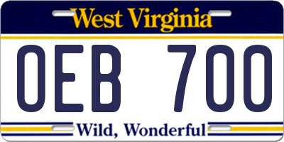 WV license plate OEB700