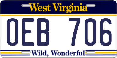 WV license plate OEB706
