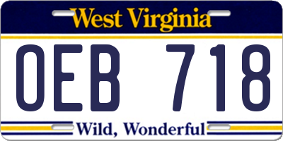 WV license plate OEB718