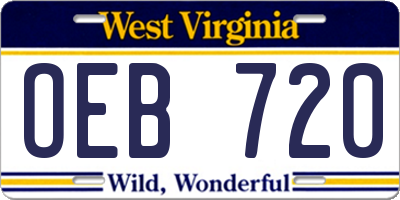 WV license plate OEB720