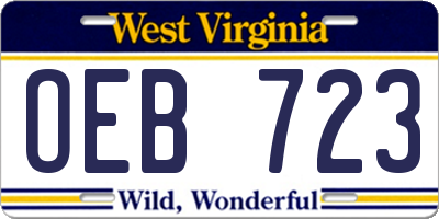 WV license plate OEB723