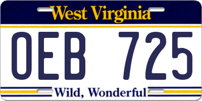 WV license plate OEB725