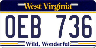 WV license plate OEB736