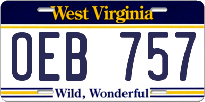 WV license plate OEB757