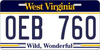 WV license plate OEB760