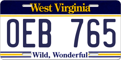 WV license plate OEB765
