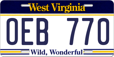 WV license plate OEB770