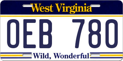 WV license plate OEB780