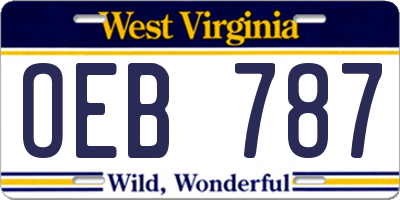 WV license plate OEB787