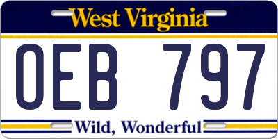 WV license plate OEB797