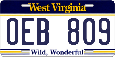 WV license plate OEB809