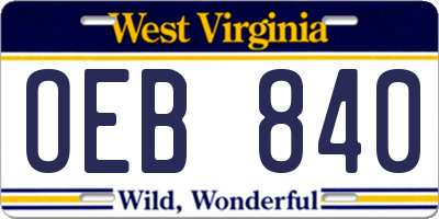 WV license plate OEB840