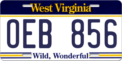 WV license plate OEB856