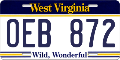 WV license plate OEB872