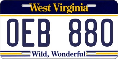 WV license plate OEB880