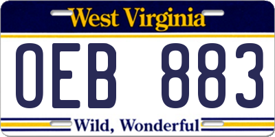 WV license plate OEB883