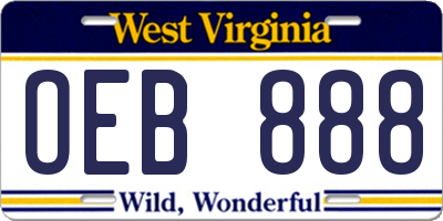 WV license plate OEB888