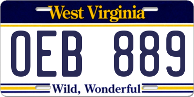 WV license plate OEB889
