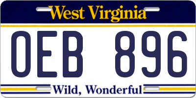 WV license plate OEB896