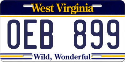 WV license plate OEB899