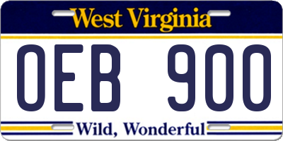 WV license plate OEB900