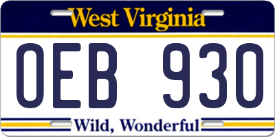 WV license plate OEB930