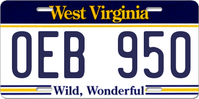 WV license plate OEB950