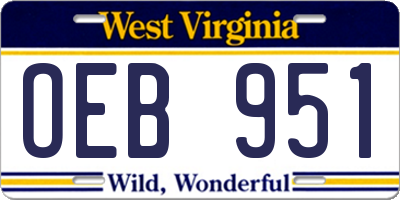 WV license plate OEB951