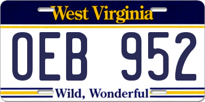 WV license plate OEB952