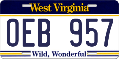WV license plate OEB957