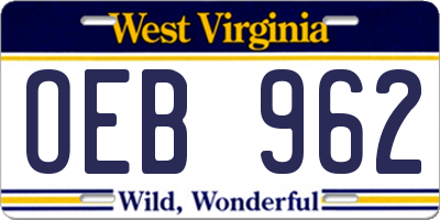 WV license plate OEB962