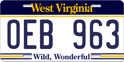 WV license plate OEB963