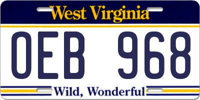 WV license plate OEB968