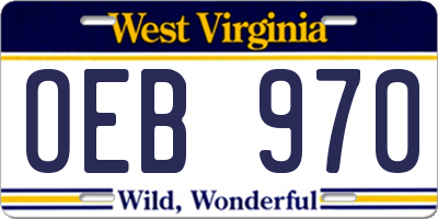 WV license plate OEB970
