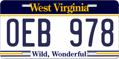 WV license plate OEB978