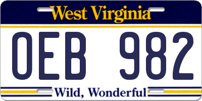 WV license plate OEB982