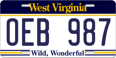 WV license plate OEB987