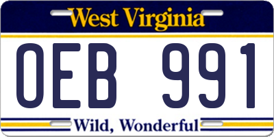 WV license plate OEB991