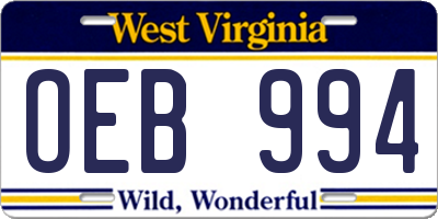 WV license plate OEB994
