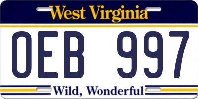 WV license plate OEB997