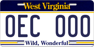 WV license plate OEC000