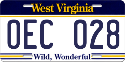 WV license plate OEC028